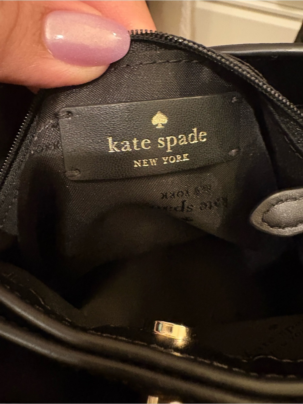 Kate Spade | Lena Bucket Handbag | Black Leather w/Suede - Picture 14 of 17